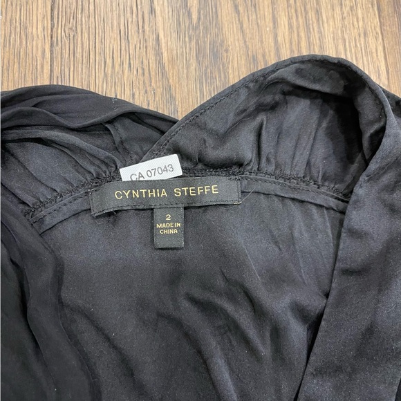 Cynthia Steffe Black Silk Top Oversized 2 S Xs - Picture 2 of 4